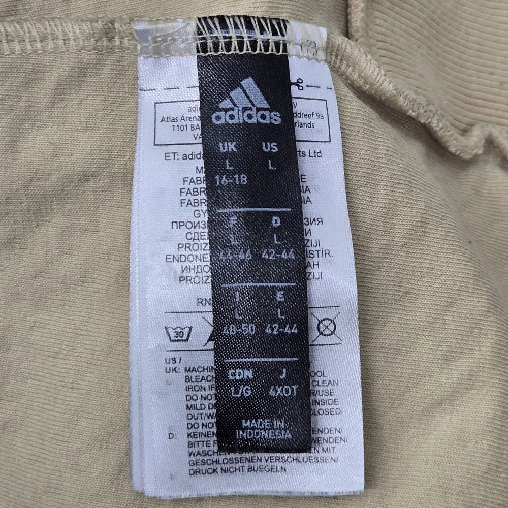 Adidas Men Jacket L Beige Nylon Polyester Activewear Zipper Logo Bomber READ